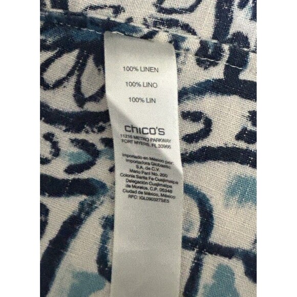 Chicos Duster Jacket Artisan Print 100% Linen Cardigan Artsy - Picture 13 of 13